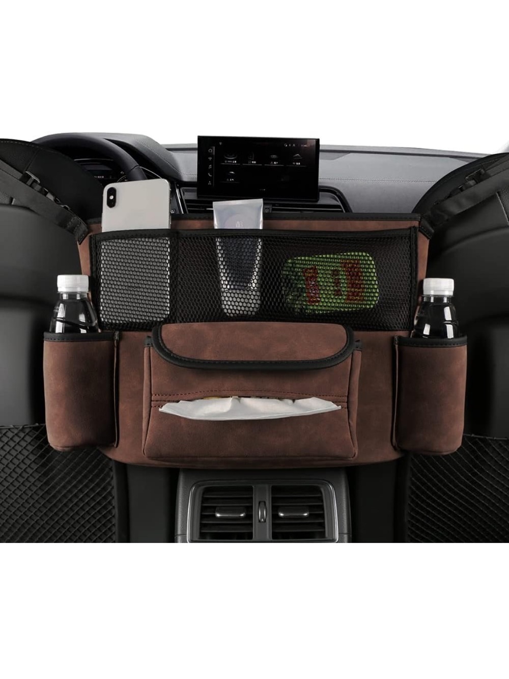 Car Handbag Holder Between Seats Suede Large Capacity Car Purse  1738/bb9-1